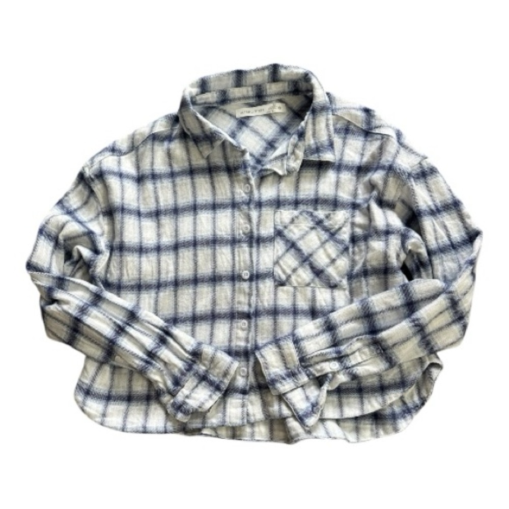 Altar'd State Women's XS Plaid Cropped Flannel Button Down Shirt